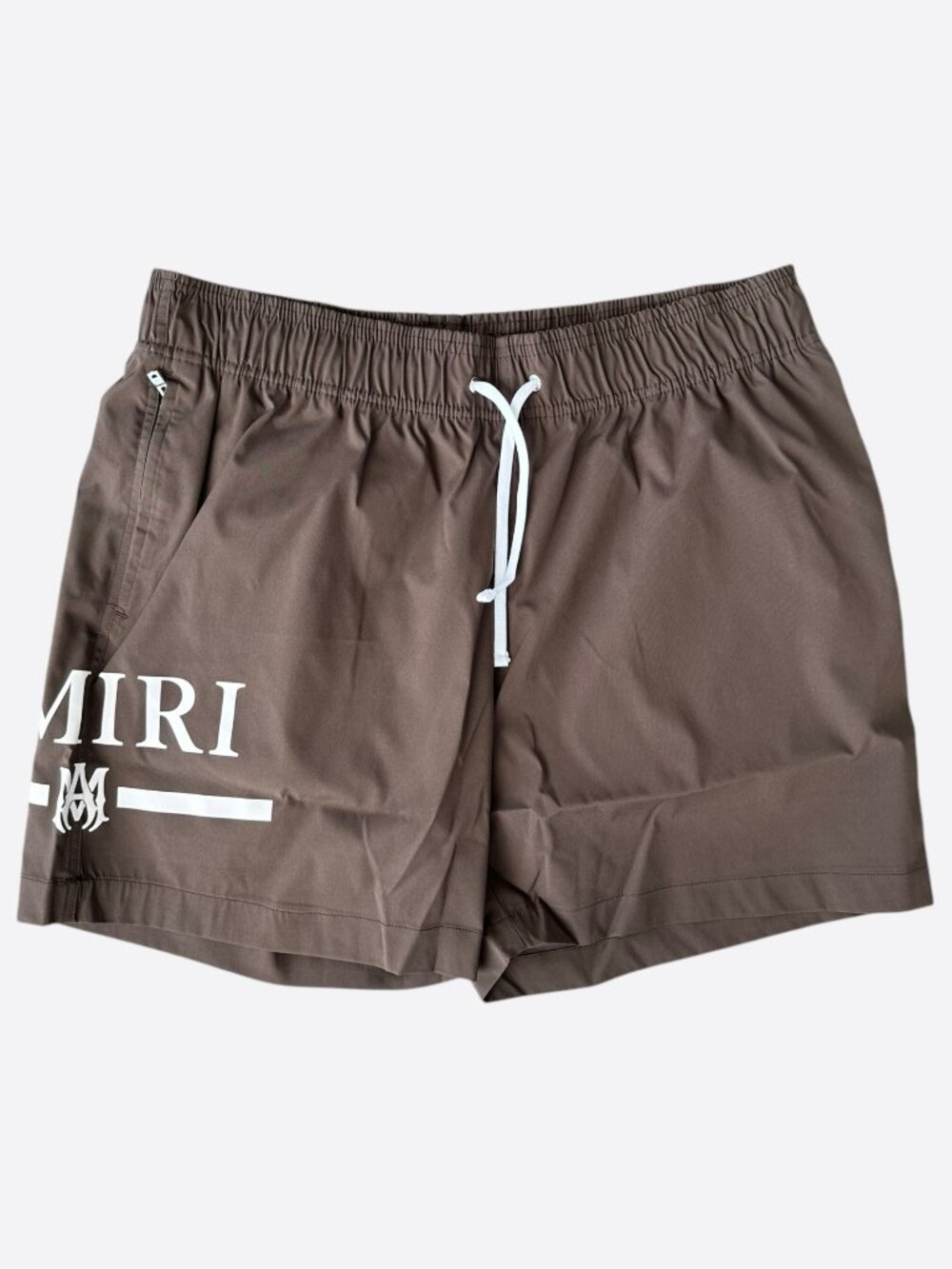 Amiri Brown & White MA Bar Logo Swimshorts